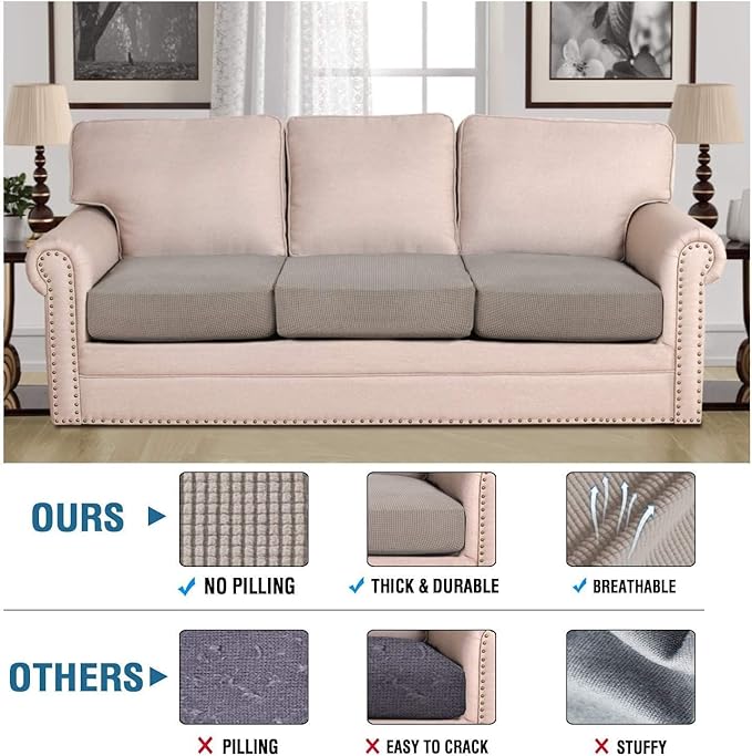 H.VERSAILTEX Super Stretch Stylish Cushions Covers/Furniture Cover Spandex Jacquard Small Checked Pattern Super Soft Slipcover Washable Individual-CasaMuseHome