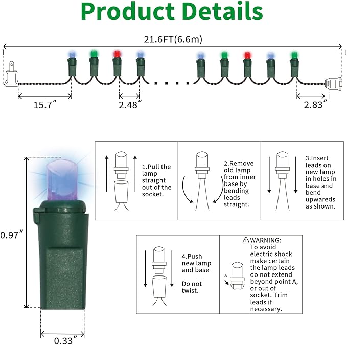 100 Count Multicolor- String Lights - 21.6FT LED Christmas Lights, Mini led Lights for Indoor Outdoor Home Holiday Party Wedding Independence Day Decoration-CasaMuseHome