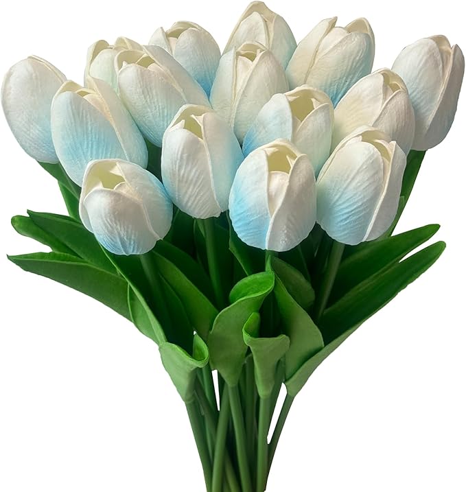 15 Pcs Fake Tulips Artificial Flowers Real Touch PU Faux Flowers Tulip Stems for Wedding Bouquet Floral Arrangement Home Party Office Decorations Mother's Day-CasaMuseHome