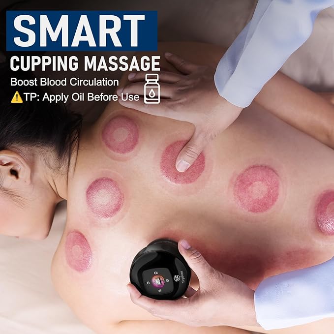 5-in-1 Smart Dynamic Cupping Set, 20 Levels Cupping Kit for Massage Therapy with Red Ligh-t Therapy&Heat Penetrates for Targeted Pain Relief, Knots, Aches, Muscle Soreness - 1Pcs(Black)-CasaMuseHome