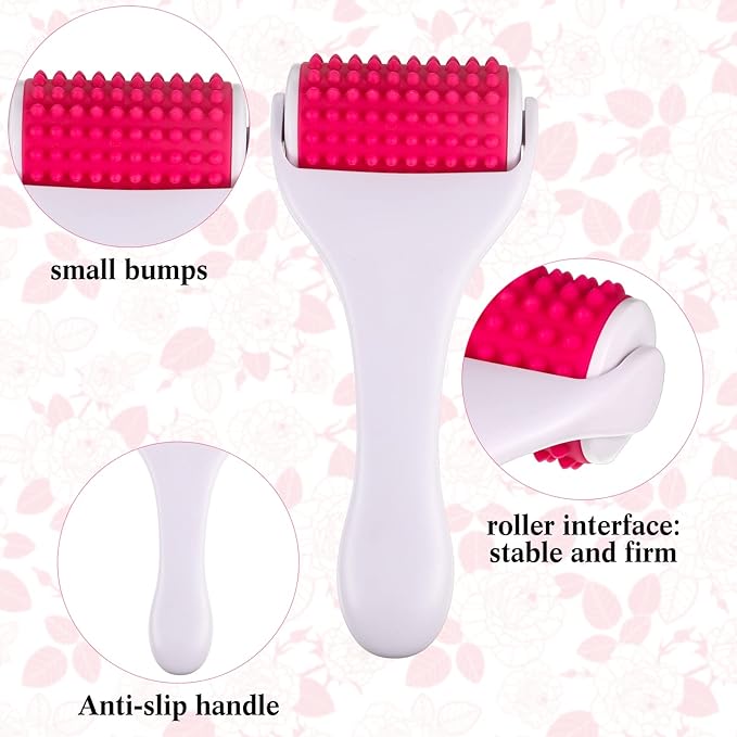 2 Pcs Muscle Roller Stick Fascia Body Cellulite Face Muscle Massage Roller Manual Massage Tools for Muscles Relief Neck Arm Back Leg Body Roller Deep Trigger Points Release Roller (White, Rosy)-CasaMuseHome