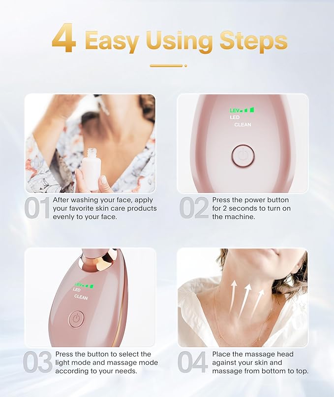 7-in-1 Deplux Face Neck Massager for Daily Skin Care Routine, Portable Facial Massager, Skin Care Tool, Rose Gold-CasaMuseHome