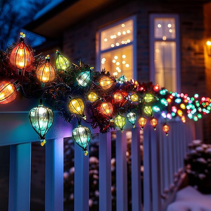7 Pcs of 11FT Multicolor String Lights with 10 Bulbs, UL Listed Connectable Waterproof Decorative LED Lights Hanging for Backyard Patio, Indoor/Outdoor for Christmas Wedding Party Festival Lighting-CasaMuseHome
