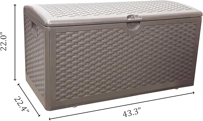 80 Plus Gallon Outdoor Storage Box, Waterproof Resin Deck Box Outdoor Storage Bin for Patio, Poolside, and Garden, Lockable & UV-Resistant, Ideal for Small Spaces, Brown-CasaMuseHome