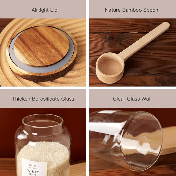 2 PCS Large Glass Jar with Airtight Lid, Glass Food Storage Jars for Tea,Spice,Cereal, Egg,Flour,Coffee and More(98 FL OZ/2800 ml)-CasaMuseHome