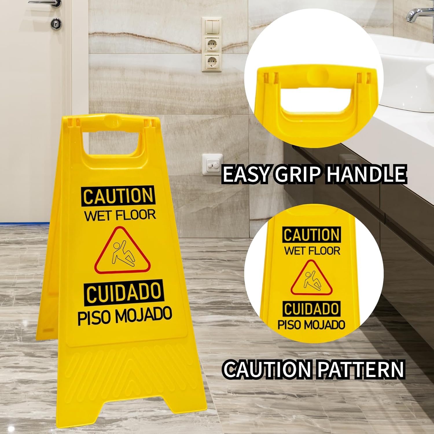 12 Pack A-Frame Caution Wet Floor Safety Signs，Foldable Double Sided Warning Boards for Storefront，Lobby，Mall，Gym，Spa
