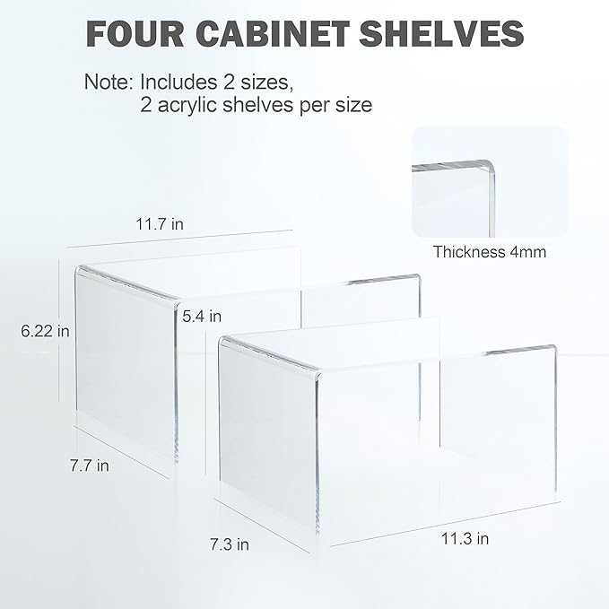 Acrylic Cabinet Organizer, Shelf Organizer, Set of 2 Spice Organization for Cabinet, Spice Rack, Stackable Kitchen Countertop Organizer | Cupboard, Pantry Shelves, and Storage Space Saver-CasaMuseHome