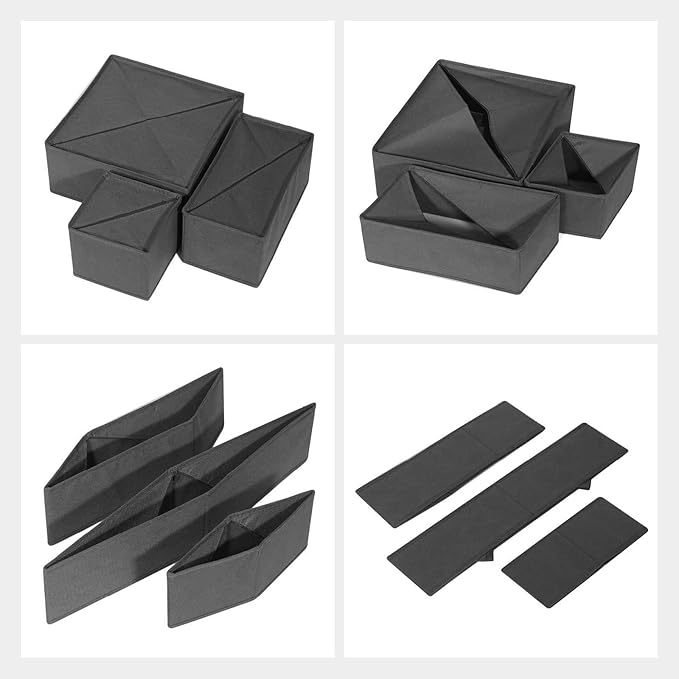 6 Pack Drawer Organizers for Clothing,Fabric Foldable Closet Organizers and Storage Dresser Drawer Dividers Storage Basket Bins for Clothes,Socks,Scarves,Ties,Underwear,Towels-CasaMuseHome