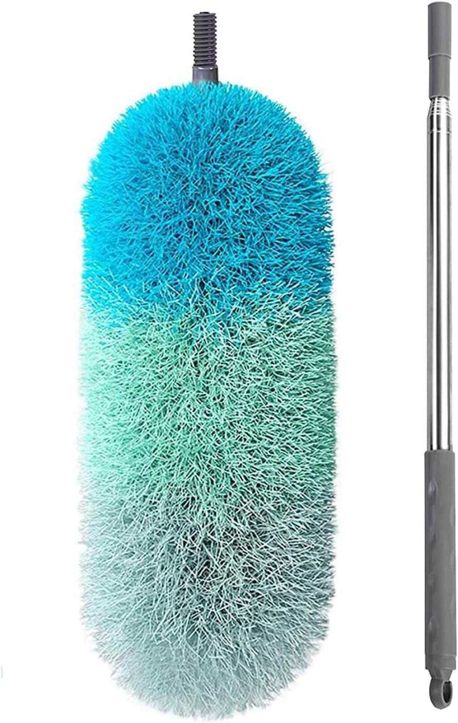 BOOMJOY Microfiber Feather Duster with 100 inches Extension Pole, Dusters for Cleaning High Ceiling, Fan, Blinds, Furniture