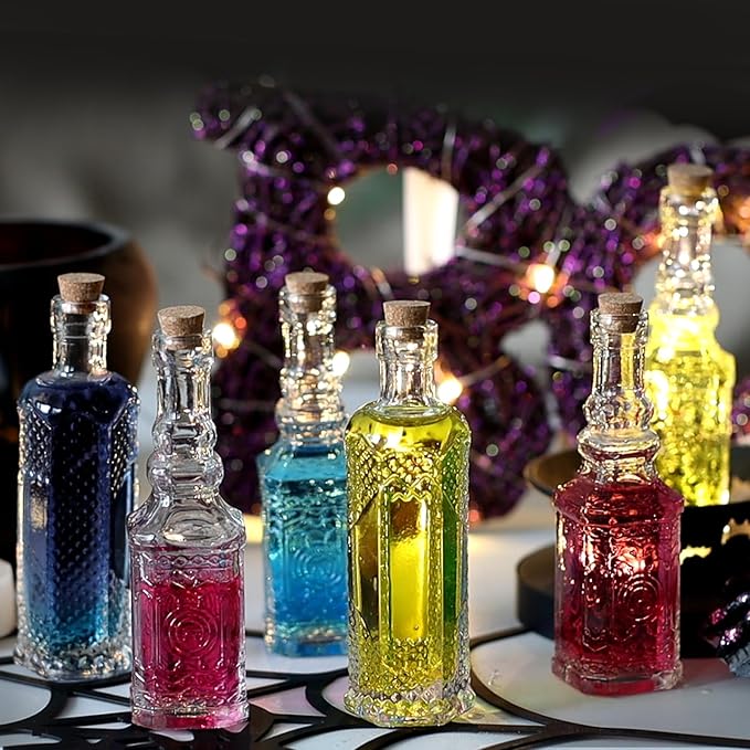 24 pcs Small Mini Clear Vintage Glass Bottles with Corks, Small Bud Vases, Decorative, Potion Bottles, 1.6oz for Party Wedding DIY Decoration/ Sand Art Bottles/Spell Jars/Message In a Bottle Kit-CasaMuseHome