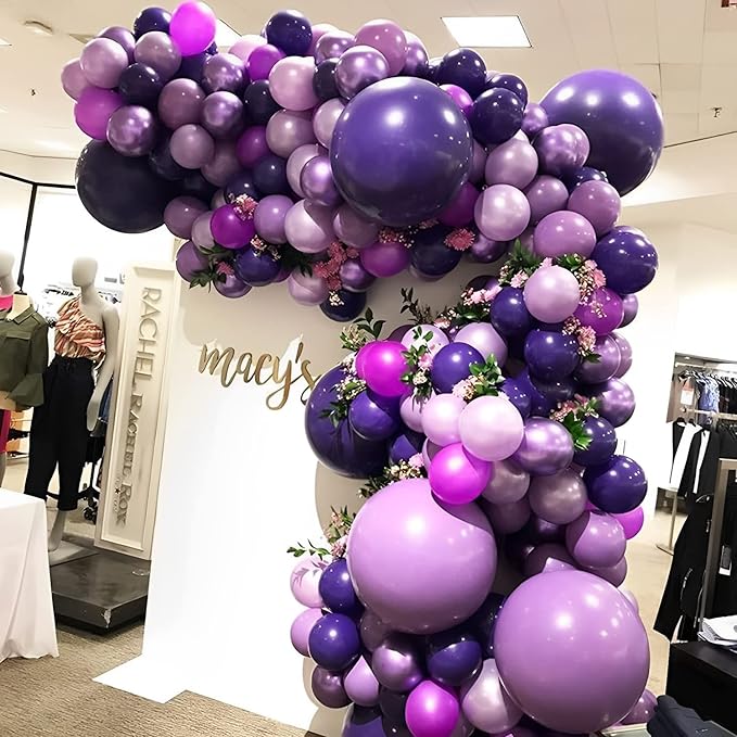 130pcs Dark Purple Balloons Different Sizes 18" 12" 10" 5" Party Latex Balloons for Birthday Halloween Graduation Baby Shower Anniversary Party Decorations-CasaMuseHome