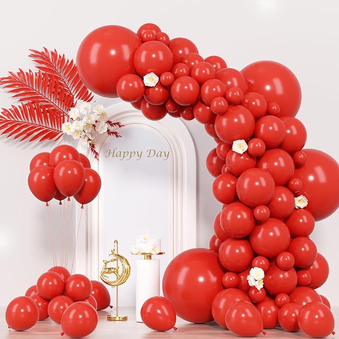 130pcs Red Balloons Different Sizes 18" 12" 10" 5" Party Latex Balloons for Valentine's Day Birthday Christmas Baby Shower Wedding Anniversary Party Decorations-CasaMuseHome
