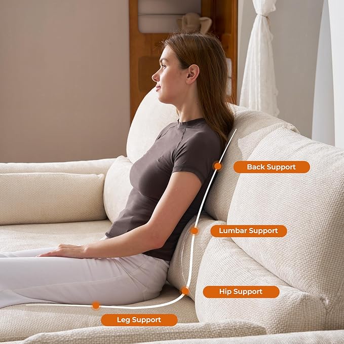 132'' Oversized Modular Sectional Sofa, U Shaped Comfy Sectional Couch with Large Storage, 6 Seat Chenille Deep Seat Cloud Sofa with 2 Throw Pillows for Living Room,Beige-CasaMuseHome