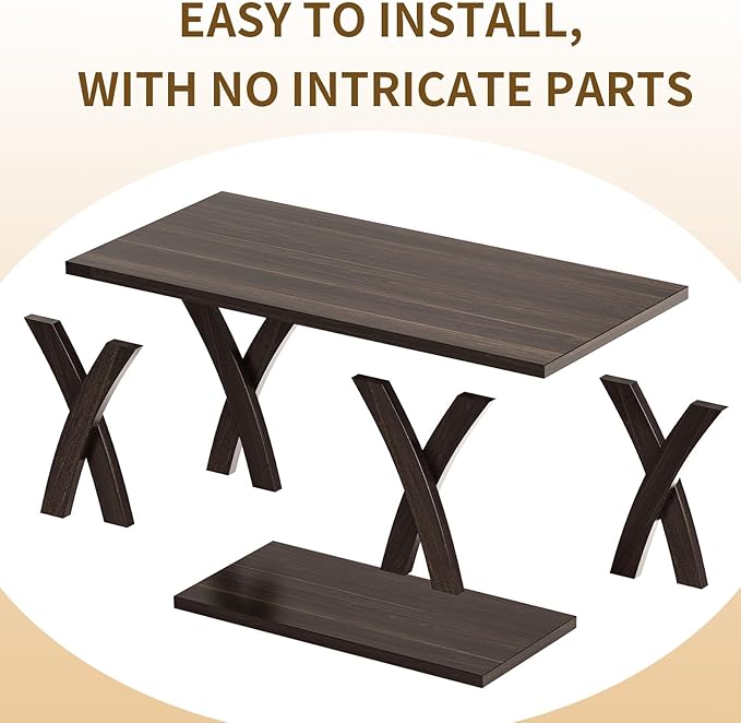 47” Wood Coffee Tables for Living Room Rustic Stands with Storage Shelf Brown Coffee Tables for Living Room. Farmhouse Center Stands with Shelf Farmhouse Rectangle Center Table-CasaMuseHome