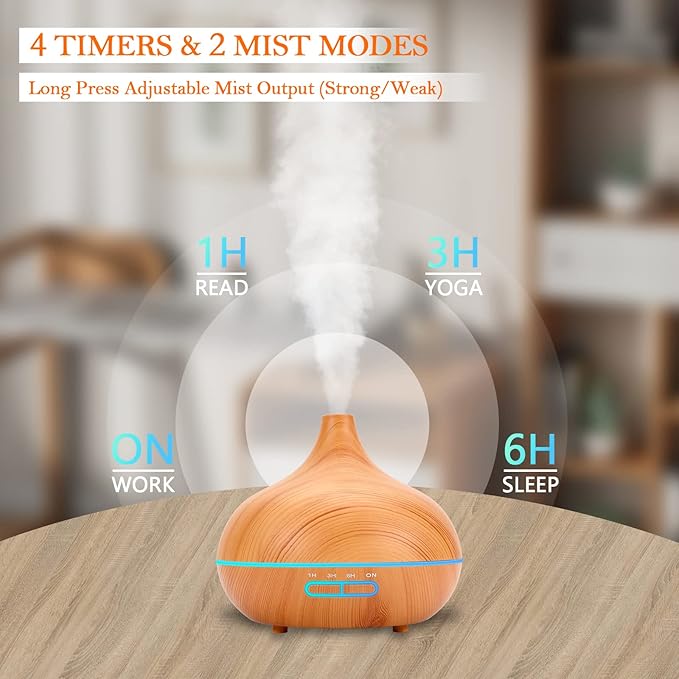 550 ML Aroma Diffiser with Essential Oils Set, Essential Oil Diffuser with Remote, Ultrasonic Technology Aromatherapy Diffusers Auto Shut-Off for Office, Home-CasaMuseHome