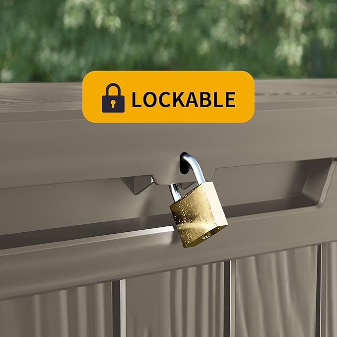 50 Gallon Outdoor Storage Box Waterproof Lockable Resin Deck Box Large, Patio Storage Bin for Pool Accessories Cushion Furniture, Garden Tools, UV-Resistant Outside Delivery Grey-CasaMuseHome