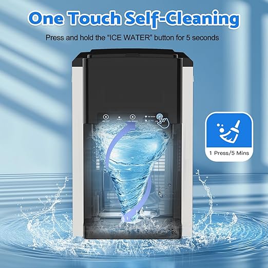 3 in 1 Water Dispenser with Ice Maker, Nugget Ice Maker Countertop, Bullet Ice, Crushed Ice, Water Cooler, 44Lbs/24H, 12 Ice Cube/6Min, Self-Cleaning, 4Lbs Ice Storage, Home, Kitchen, Party, RV-CasaMuseHome