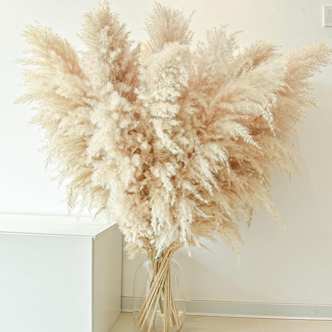 40" 11 PCS Dried Pampas Grass Decor Tall,Large Natural Beige pompas Grass,Tall Pampas Grass for Floor Vase,Wedding,Party,Farmhouse,Boho Home Decor,and Creating a Bohemian Ambiance-CasaMuseHome