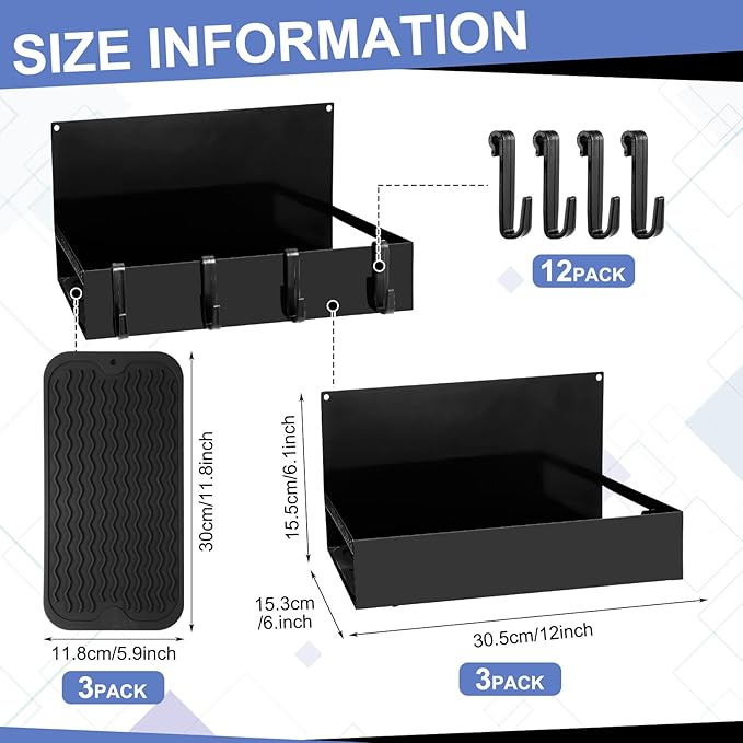 3 Pack Magnet Garage Organizer Magnetic Spice Rack for Refrigerator 20 lb Capacity Shelf Hanging Heavy Duty Magnetic Fridge Side for Organize Garage Tools(Black)-CasaMuseHome