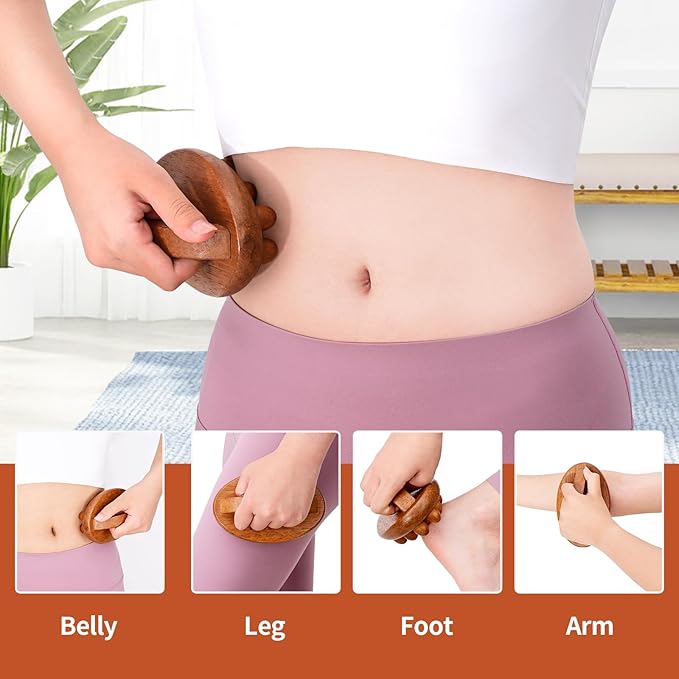 3-in-1 Wood Therapy Massage Tools Wooden Lymphatic Drainage Massager Maderoterapia Kit, Anti Cellulite Complete Body Sculpting Tools for Muscle Pain Relief, Body Contouring and Shaping-CasaMuseHome
