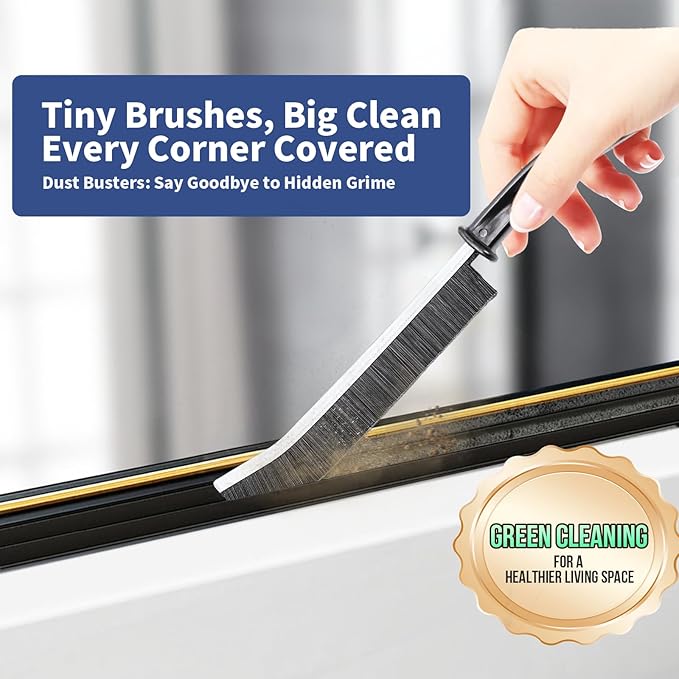 3 Pcs Cleaning Brushes for Household - Crevice Brush for Scrub Small Spaces, Toilet Cleaning Tool with Comfortable Grip, Long&Firm Bristle for Shower Tile Grout, Sinks Gap, Window Tracks, Hinges-CasaMuseHome