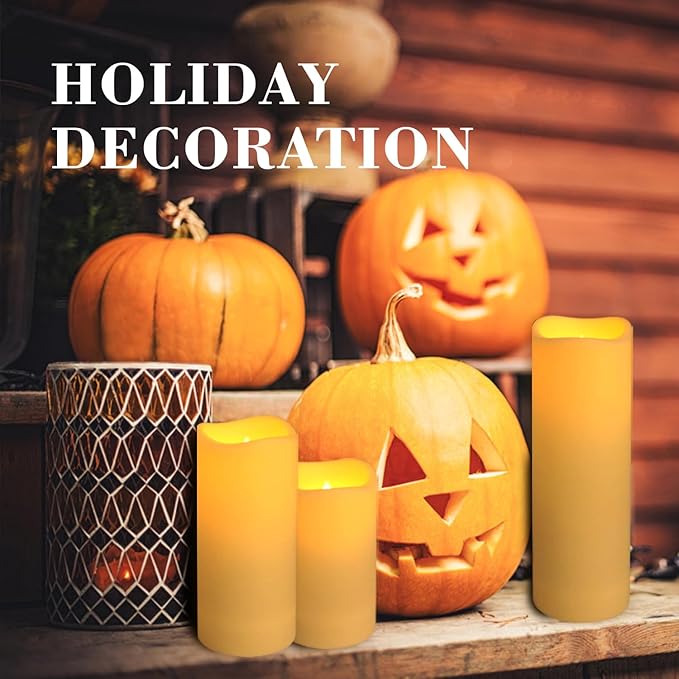 72-Pack Realistic Flameless LED Candle, Battery Operated with Remote Control, 3D Flame Pillar Timer Funtion Melted Top Safe,Perfect for Indoor/Outdoor Decor,Wedding,BBQ and Gift.-CasaMuseHome