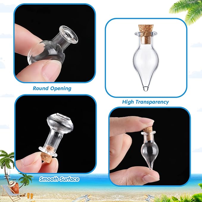 140 Pcs Mini Glass Bottles with Cork Stoppers Tiny Wishing Potion Bottles, 14 Shapes, Small Spell Apothecary Jar Vials Witchcraft Drifting Jar for Wedding Halloween Party Arts DIY Crafts-CasaMuseHome
