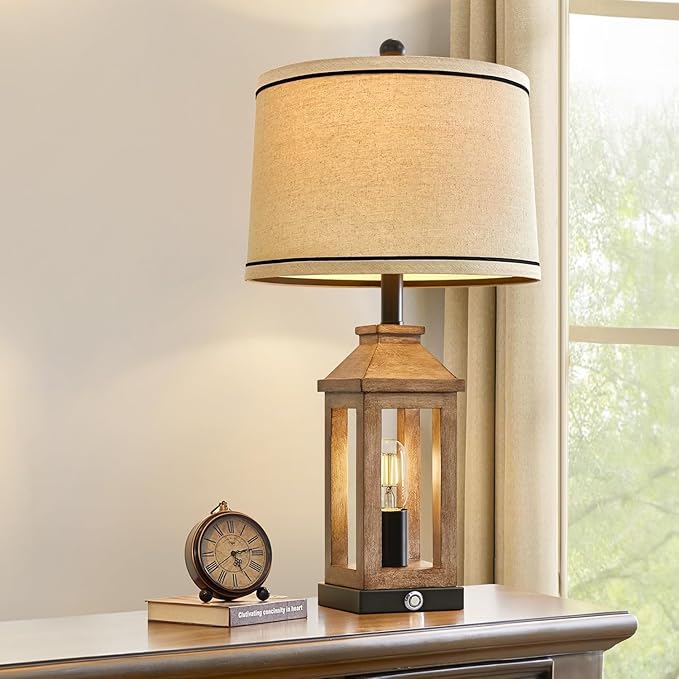 23.75" Farmhouse Table Lamps USB A+C Charging Ports 3-Way Dimmable Touch Control Lamp Nightlight Vintage Modern Lamp for Living Room Bedroom with 2 Light Sources-CasaMuseHome