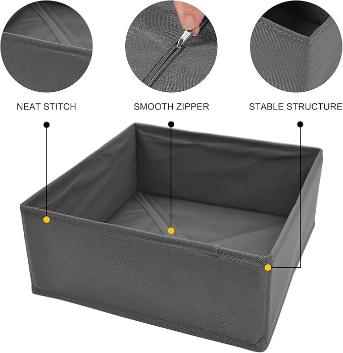 6 Pack Drawer Organizers for Clothing,Fabric Foldable Closet Organizers and Storage Dresser Drawer Dividers Storage Basket Bins for Clothes,Socks,Scarves,Ties,Underwear,Towels-CasaMuseHome