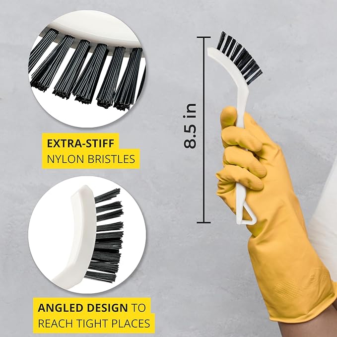 6-Pack Grout Cleaner Brush Scrub Set - Stiff Bristle Scrubbing & Detail Cleaning Brushes for Household Use on Bathtub, Shower, Kitchen, Tile Floors, Sink, Grooves, Window Tracks, Drains-CasaMuseHome