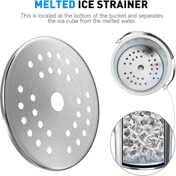 3.2 Liter Ice Bucket with Silicone Lid, Strainer, Tongs, Double Wall Insulated Stainless Steel Ice Bucket Wine Bucket for Cocktail Bar and Parties-CasaMuseHome