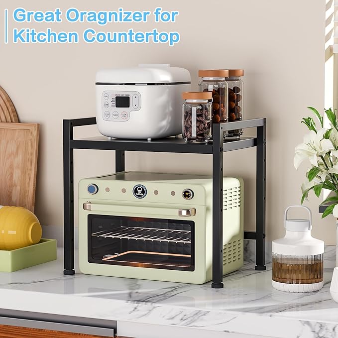 17.3 Inches Metal Storage Shelves,150LBS Heavy Duty Shelving Units and Storage For Small Appliance,Adjustable Utility Storage and Organization Shelf Rack For Kitchen Cabinet Closet Under Sink Pantry-CasaMuseHome