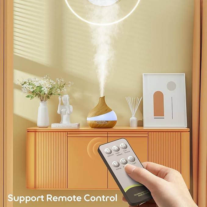 500ML Essential Oil Diffuser: Aroma Diffuser with Remote Control for Hotel Spa Yoga Room - Humidifiers for Bedroom with 14 Colors LED Night Light for Kids/Women Home Relaxation-CasaMuseHome