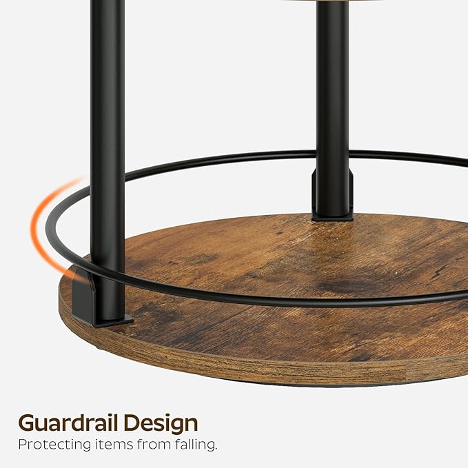 3-Tier Lazy Susan Organizer, Rotating Spice Rack, Spinning Organizer, Industrial Turntable Spice Rack Organizer for Cabinet, Kitchen Countertop, Pantry, Rustic Brown and Black SR23BR-CasaMuseHome