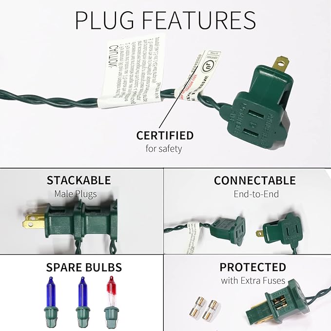 100LIGHTS BLUE Extra-Bright With End Connectors Christmas Decorative Lights 5.98m UL Certified Mini String Light Set Waterproof for Home Garden Holiday Christmas Tree Party Patio Decor Wedding-CasaMuseHome