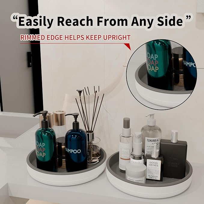 2 Pack 10 Inch Non-Skid Lazy Susan Turntable Organizers - Spinning Rack for Pantry Organization and Storage, Kitchen, Cabinet, Fridge, Bathroom Vanity, Countertop, Under Sink Organizing, Spice Rack-CasaMuseHome