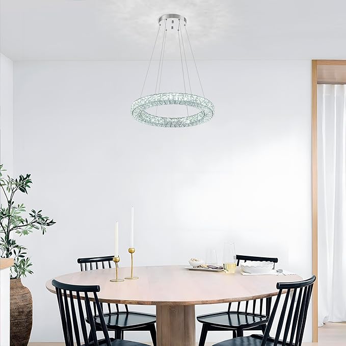 22" Chandelier Crystal Chandeliers Ceiling Light Fixture with Remote Control Flush Mount Ceiling Lights for Living Room Dining Room Bedroom(dimmable)-CasaMuseHome