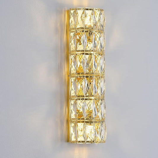 6 Layer Gold Crystal Wall Sconce, Modern Wall Lamp Light Fixture for Bathroom Vanity, Stairway, Kitchen, Living Room, Bedroom, Hallway-CasaMuseHome