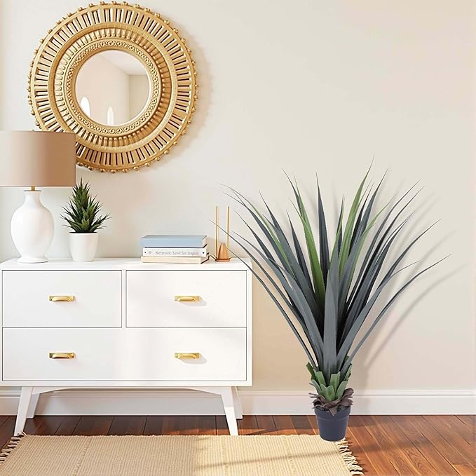 44inch Artificial Agave Plant Potted Plants Fake Agave Plant for Home Office Garden Indoor Outdoor Decoration (2PACK)-CasaMuseHome