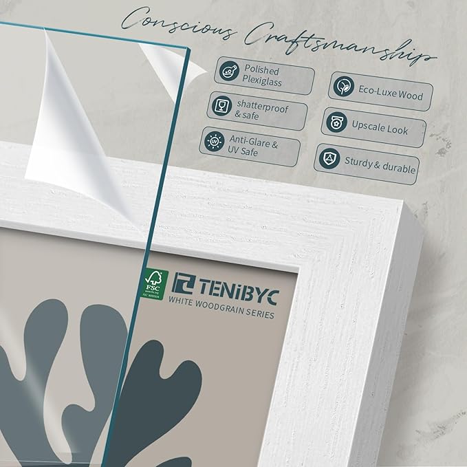 16x24 Poster Frame 3 Pack - White, Textured Solid Wood Picture Frame, Wall Gallery Photo Frame-CasaMuseHome