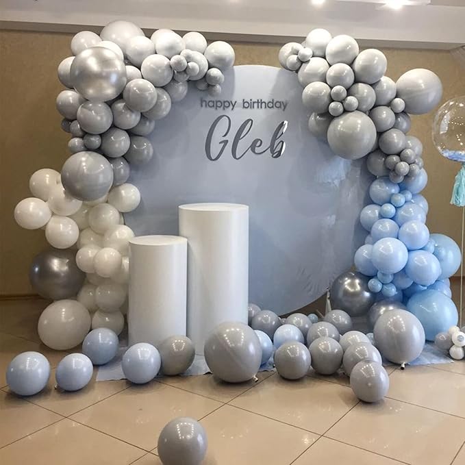 130pcs Gray Balloons Different Sizes 18" 12" 10" 5" Pastel Gray Balloons for Boys Girls Birthday Baby Shower Gender Reveal Wedding Decorations-CasaMuseHome