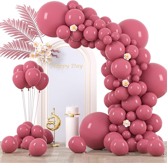 130pcs Retro Hot Pink Balloons Different Sizes 18" 12" 10" 5" Blush Hot Pink Latex Balloon Garland Arch Kit for Birthday Baby Shower Valentine's Day Wedding Gender Reveal Party Decorations-CasaMuseHome