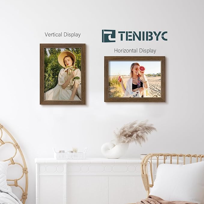 12x16 Picture Frame 3 pk, Brown Woodgrain, HD Tempered Glass, Wall Gallery Frame-CasaMuseHome