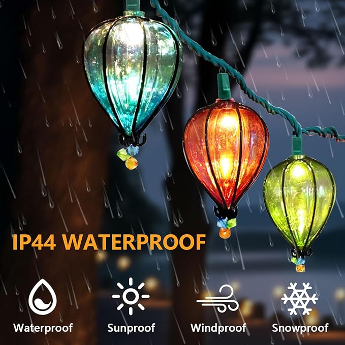 7 Pcs of 11FT Multicolor String Lights with 10 Bulbs, UL Listed Connectable Waterproof Decorative LED Lights Hanging for Backyard Patio, Indoor/Outdoor for Christmas Wedding Party Festival Lighting-CasaMuseHome