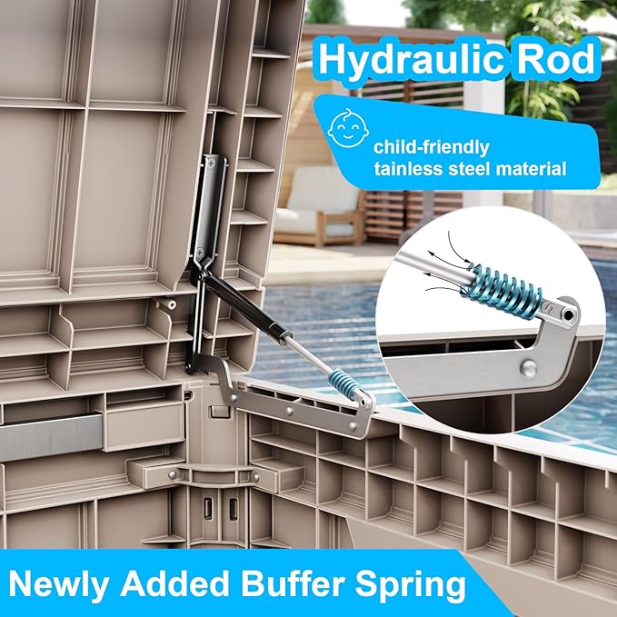 260 Gallon Large Resin Deck Box, Lockable Outdoor Storage Box for Patio Cushions Storage Furniture,Garden Tools, Pool Supplies, Weatherproof and UV Resistant- Grey Rattan (260 Gallon)-CasaMuseHome