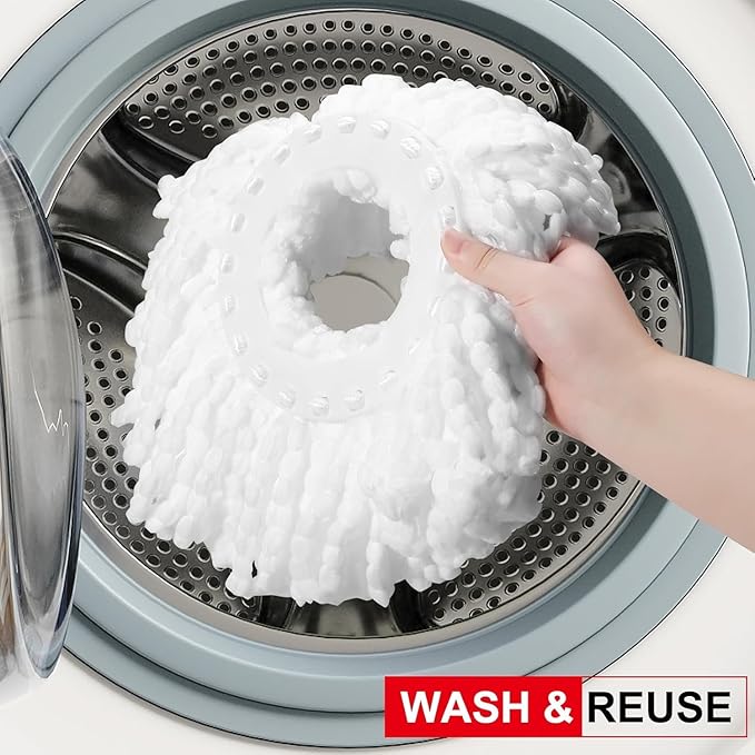 360° Spin Mop and Bucket Set Cleaning System,Mop and Bucket with Wringer Set for Home,Wet Dust Mop for Floor Cleaning with 4 Mop Heads-CasaMuseHome