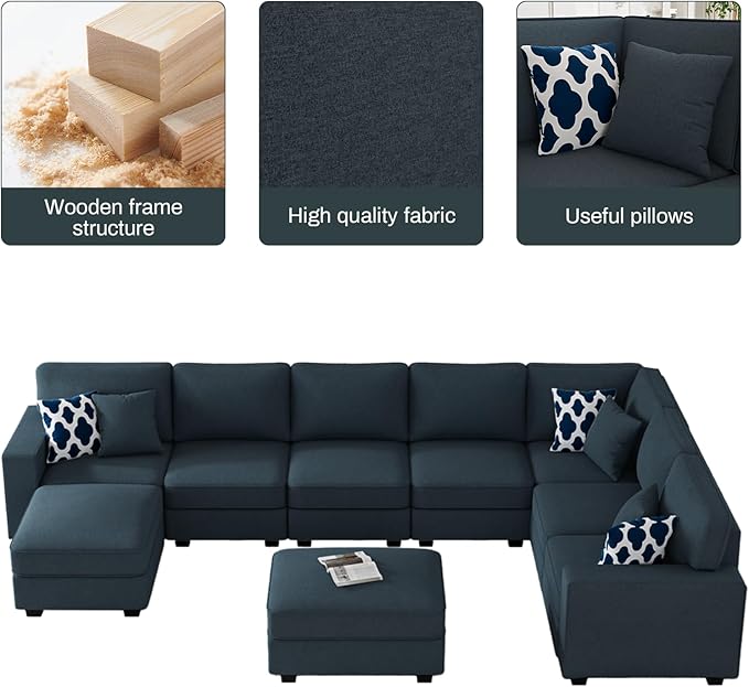 L Lengend Vansen Modular Sectional Sofa U Shaped Couch with Ottoman Modern Reversible Corner Sectional Couch for Living Room (Charcoal, U Shaped Sofa-5)-CasaMuseHome