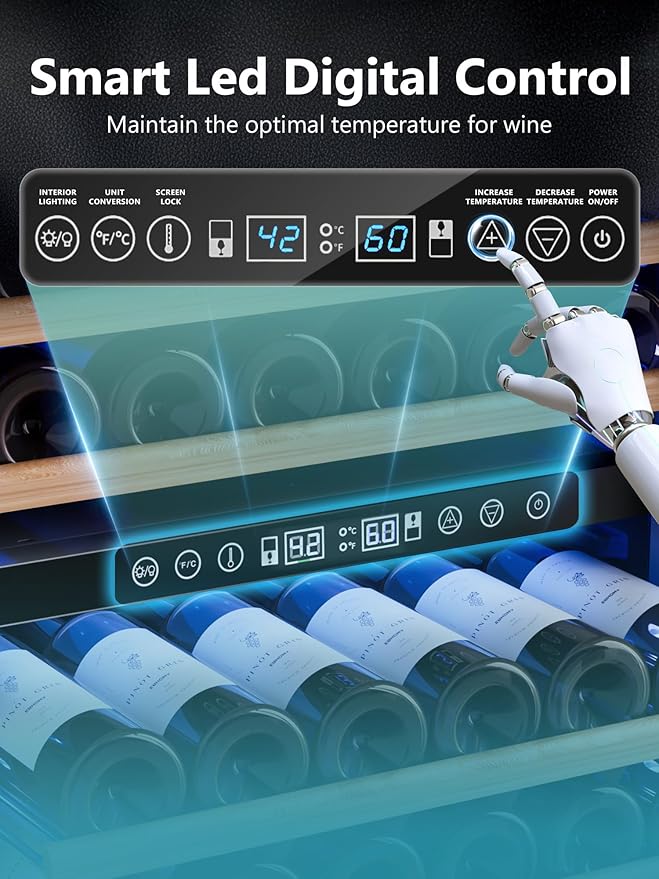 154 Bottle Wine Refrigerator, 24 Inch Wine Fridge Dual Zone with Adjustable Shelf, Wine Cooler with Double Pane Glass Door, Advanced Temp Control, Low Noise, Wide Large Wine Cooler Refrigerator-CasaMuseHome