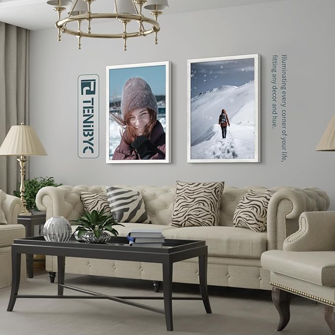 20x30 Poster Frame Set - 3 Pack, Textured White Solid Wood Picture Frame, Wall Gallery Frame - Wall Hanging-CasaMuseHome