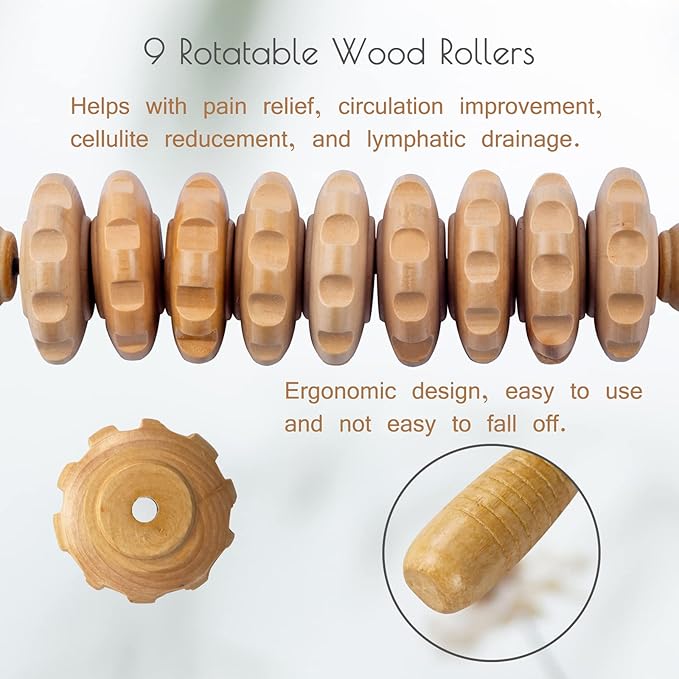 2pcs Wooden Massage Roller Wood Therapy Massage Tools Body Shaping，Anti Cellulite Wood Roller Masssager，Manuel Wooden Fascia Massage Roller，Wood Body Sculpting Tools，Wood Body Massage Roller-CasaMuseHome